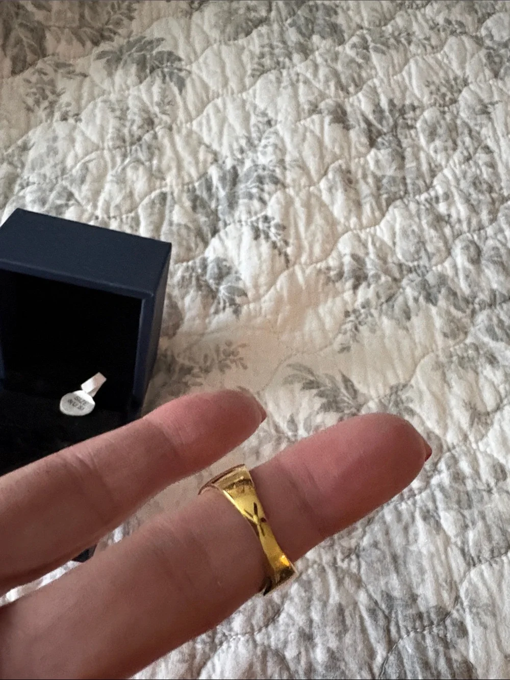 Gold-tone Wave Ring with Blue and Clear Stones
